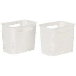 Gifi Rangement|Paniers à linge blancs design perforé 7 L x2