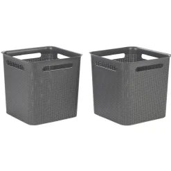 Gifi Rangement|Paniers à linge gris design perforé 18 L x2