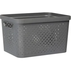 Gifi Entretien Du Linge|Panière bac de rangement ajouré gris 16 L