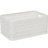 Gifi Entretien Du Linge|Panière de rangement blanche effet tressé 6 L
