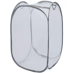 Gifi Entretien Du Linge|Panière 2-en-1 pliable 72L acier et polyester gris 38x38xH64cm