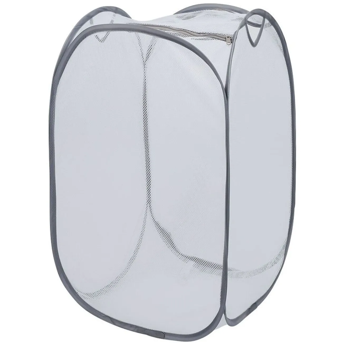 Gifi Entretien Du Linge|Panière 2-en-1 pliable 72L acier et polyester gris 38x38xH64cm