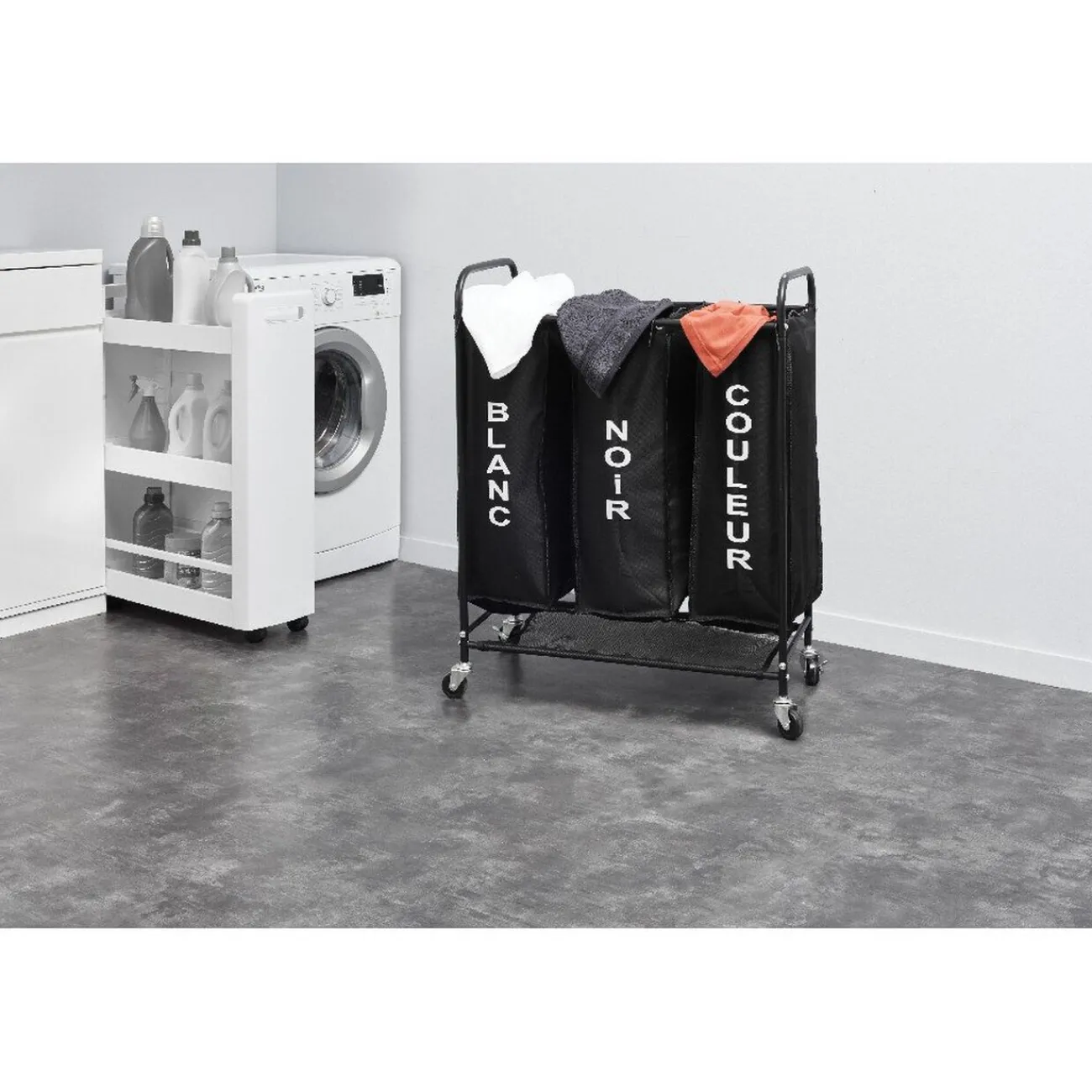 Gifi Entretien Du Linge|Panière 3 en 1 tri du linge à roulettes
