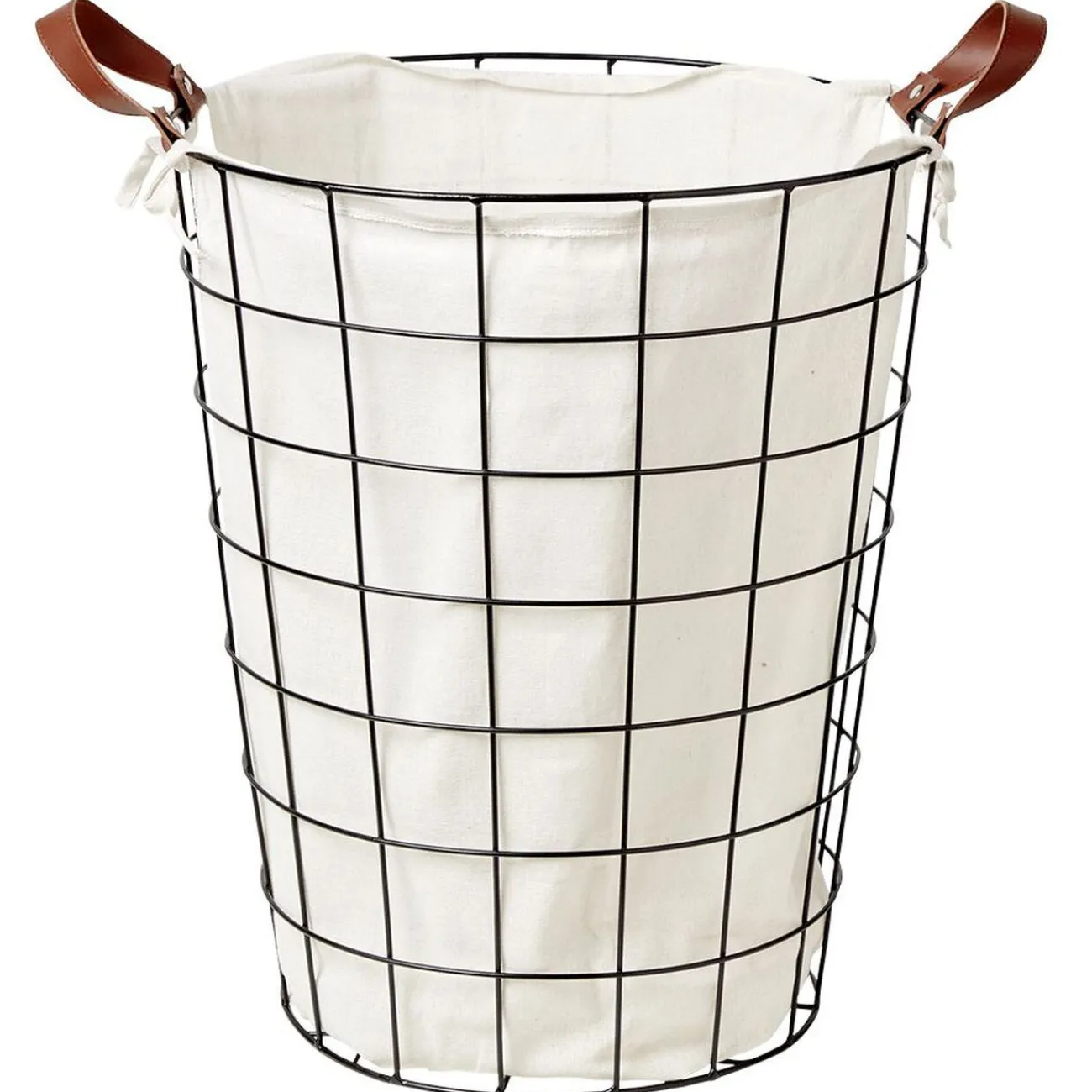 Gifi Entretien Du Linge|Panière à linge acier 48L avec sac en coton lavable Ø30/40xH50cm