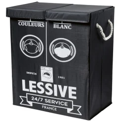 Gifi Entretien Du Linge|Panière à linge 2 compartiments couleurs et blanc