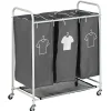 Gifi Entretien Du Linge|Panière à linge 3 compartiments à roulettes