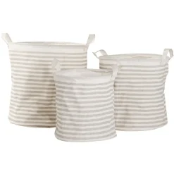 Gifi Entretien Du Linge|Panière à linge coton motif rayures x3