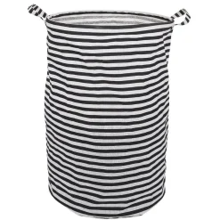 Gifi Entretien Du Linge|Panière à linge 75L blanc rayé noir Ø40xH60cm
