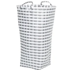 Gifi Entretien Du Linge|Panière à linge tressée gris et blanc