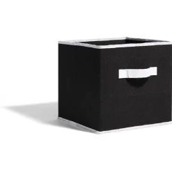 Gifi Rangement|Panière noire et blanche pour meuble cube