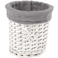 Gifi Rangement|Panière osier blanche et tissu gris
