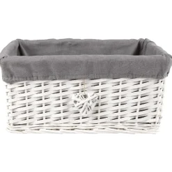 Gifi Rangement|Panière osier rectangulaire blanche et grise