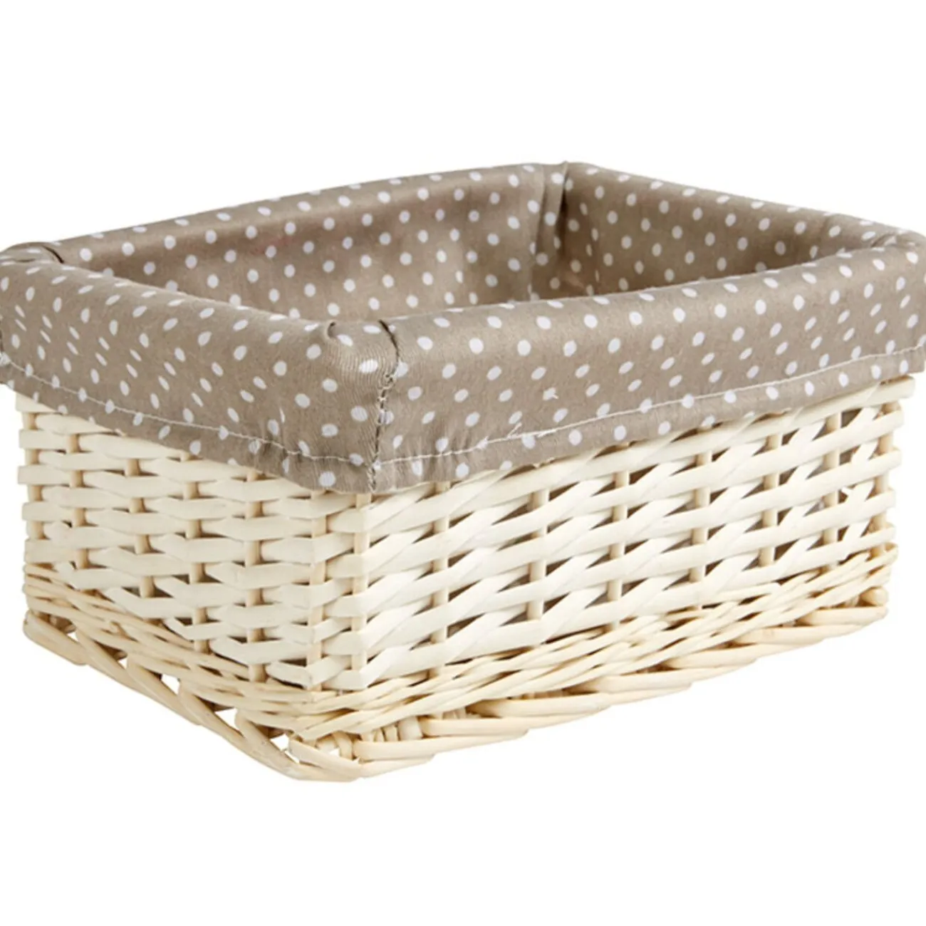 Gifi Rangement|Panière osier taupe à pois blancs