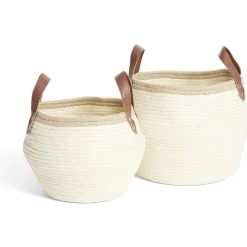 Gifi Rangement|Panière petit modèle avec poignées jute beige Ø22xH20cm