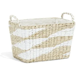 Gifi Rangement|Panière rectangulaire en jacinthe d'eau blanc naturel taille M
