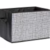 Gifi Entretien Du Linge|Panière rectangulaire en polyester motif quadrillage gris blanc