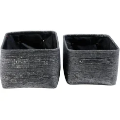 Gifi Rangement|Panière rectangulaire gris effet pailleté x2