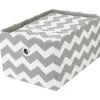 Gifi Rangement|Panière rectangulaire imprimé zig zap gris blanc x3