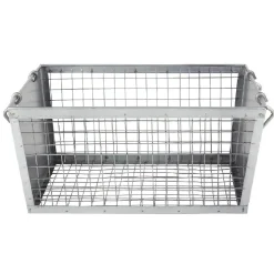 Gifi Rangement|Panière rectangulaire métal ajouré gris H. 15,5 cm