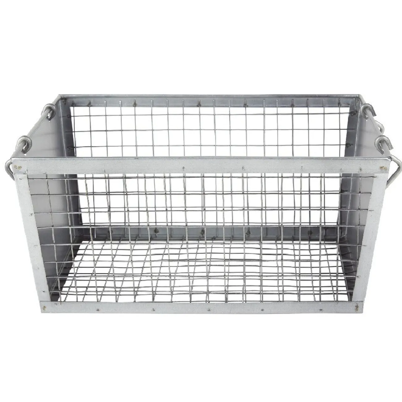 Gifi Rangement|Panière rectangulaire métal ajouré gris H. 15,5 cm