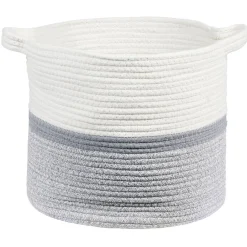 Gifi Rangement|Panière ronde blanche et grise Ø35xH30 cm - HIRO