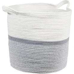 Gifi Rangement|Panière ronde blanche et grise Ø40xH40 cm - HIRO