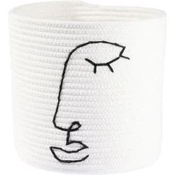 Gifi Rangement|Panière ronde coton motif visage