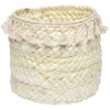 Gifi Rangement|Panière ronde en jonc naturel avec pompons rose Ø19 cm