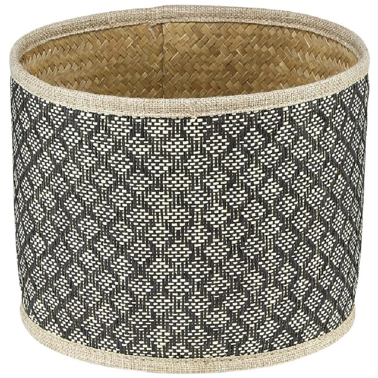Gifi Rangement|Panière ronde fibre tressée noir naturel Ø22xH.17 cm