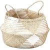 Gifi Rangement|Panière ronde jonc de mer naturel et blanc