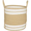 Gifi Rangement|Panière ronde naturel bandes blanches Ø43xH43 cm - SAMI