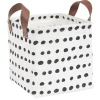 Gifi Rangement|Panière tissu carrée avec anse motif pois noir et blanc 20x20x20cm