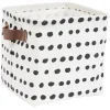 Gifi Rangement|Panière tissu carrée avec poignée motif pois noir et blanc 20x20x20cm
