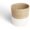 Gifi Rangement|Panière tressée bi-matière coton et jacynthe blanc et naturel Ø24xH24cm
