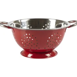 Outlet Gifi Passoire ronde rouge et grise inox