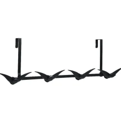 Gifi Rangement|Patère de porte 4 crochets forme bonhomme suspendu métal noir