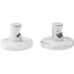 Gifi Rangement|Patère murale métal et plastique effet marbre blanc Ø5cm