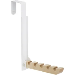 Gifi Rangement|Patère rétractable métal et bois noir ou blanc L20xH20,5cm