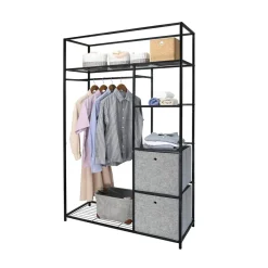 Gifi Rangement|Penderie avec barre et étagères 110x40xH170cm