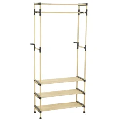 Gifi Rangement|Penderie avec 3 étageres bois beige et plastique noir - 77x28xH164cm