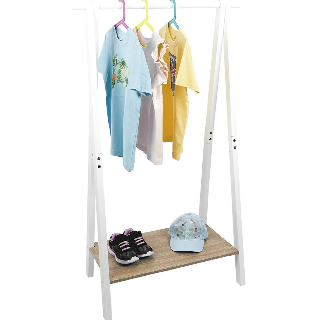Gifi Rangement|Penderie enfant bois blanc et naturel 78xH126x38cm