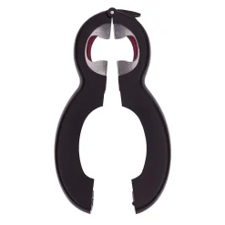 Discount Gifi Pince multifonction 6en1 ouvre bouteille et bocal noir et rouge