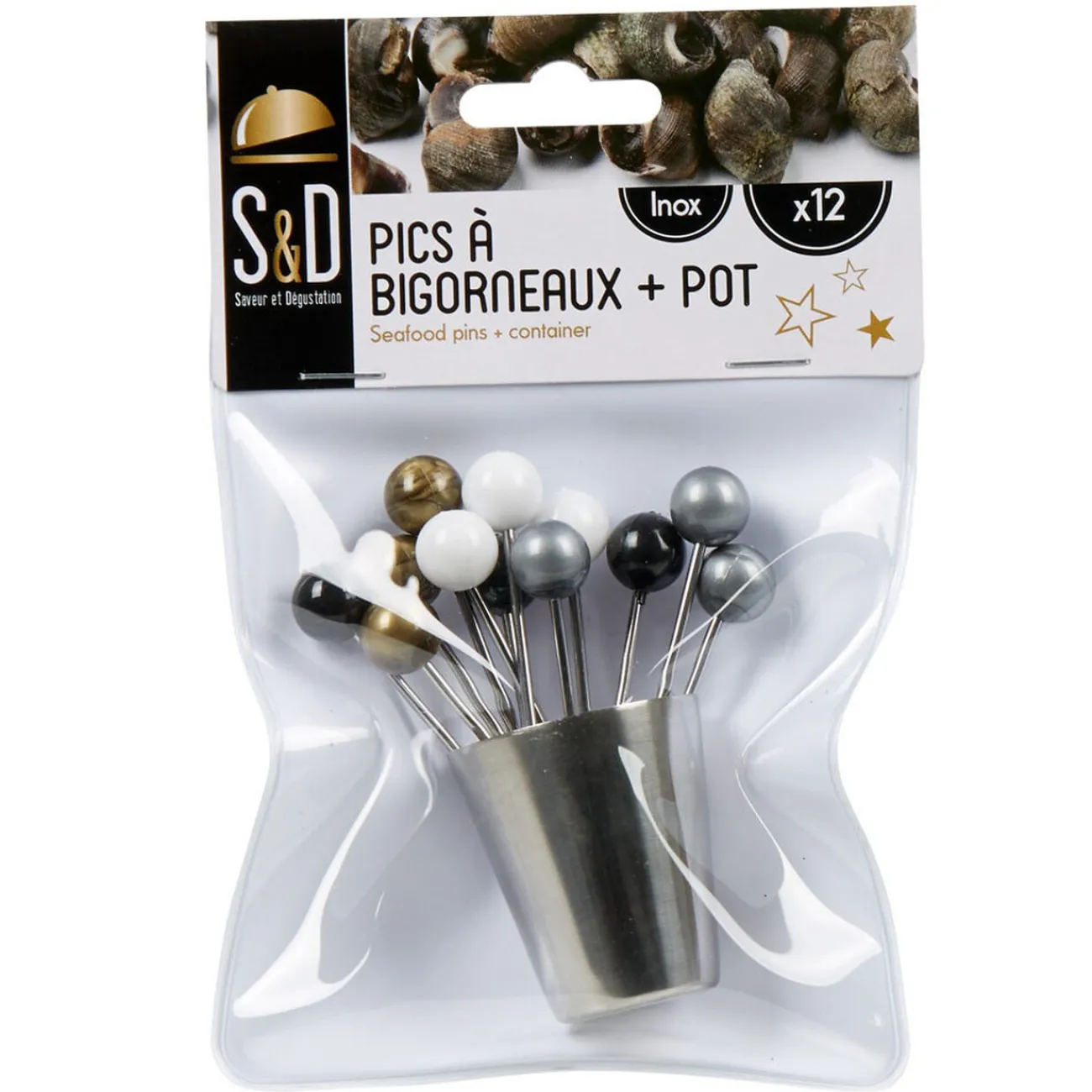 Discount Gifi 12 piques à bigorneaux avec pot