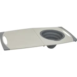 New Gifi Planche à découper avec passoire rétractable silicone 56x29,5cm