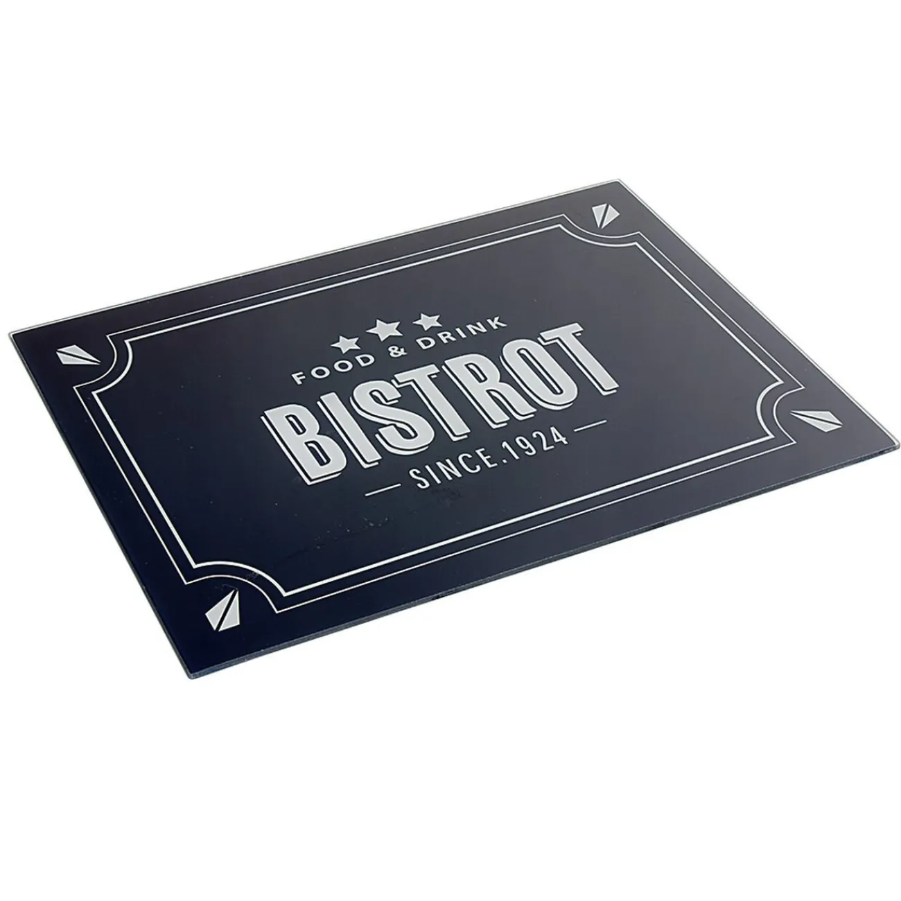 Outlet Gifi Planche à découper en verre design Bistrot noir blanc