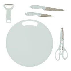 Discount Gifi Planche à découper + 4 ustensiles de cuisine