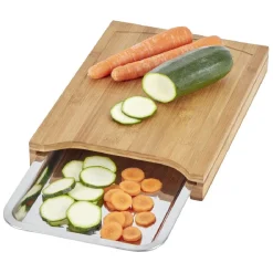Best Gifi Planche à decouper en bambou avec bac récupérateur inox