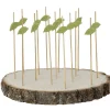 Best Gifi Planche support à pics apéritifs ronde en bois déco feuille