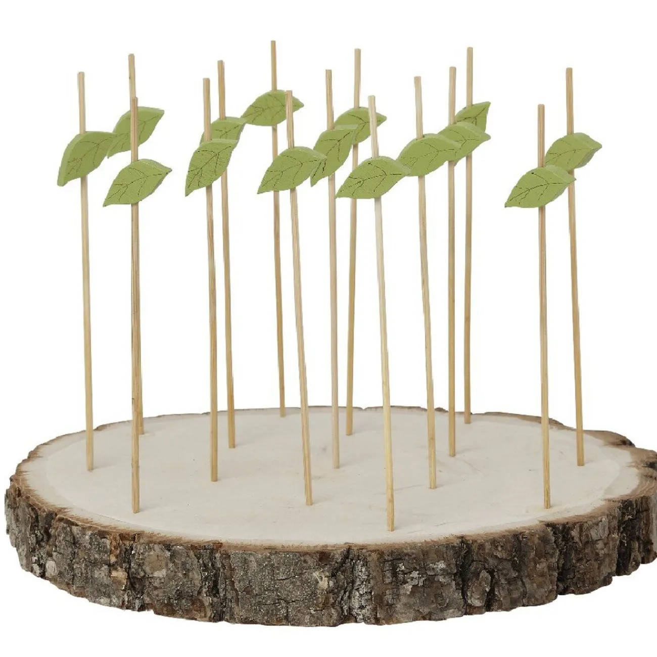 Best Gifi Planche support à pics apéritifs ronde en bois déco feuille