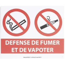 Gifi Colle Et Adhésif^Plaque signalétique "Défense de fumer et de vapoter" - 24x20 cm